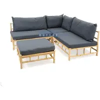 Vita Tuinset Bamboo Chaise Longue Naturel Loungeset Buiten Tuin