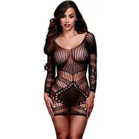Baci Lingerie Baci - Kanten Mini Jurk Lange Mouwen