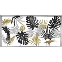 Noach Outdoor Wanddecoratie bladeren zw/wt/gd - 135x68 cm