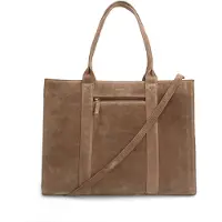 Manfield 18 inch taupe suède shopper | Maat adult