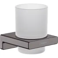 Hansgrohe AddStoris - Tandenborstelhouder, mat glas/geborsteld zwart chroom 41749340