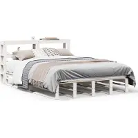 vidaXL Bedframe zonder matras massief grenenhout wit 150x200 cm