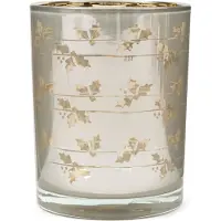 Rivièra Maison Theelichthouder Goud - Frosty Mistletoe met Maretak Print - Glas - (ØxH) 10x12.5
