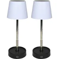 Atmosphera Benson Portable tafellamp LED - 2x - wit - telescopisch - 38 cm - oplaadbaar USB - binnen/buiten