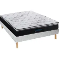 Vente-unique Set bedbodem + hybride matras met pocketveren en geïntegreerd dekhybride matras GAMIANI van DREAMEA - 35 cm dik - 160 x 200 cm