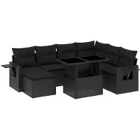 vidaXL 9-delige Loungeset met kussens poly rattan zwart