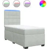 vidaXL Boxspring met matras fluweel lichtgrijs 100x200 cm