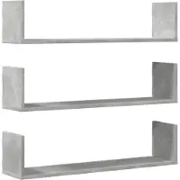 vidaXL Wandschappen 3 st 80x18x18 cm bewerkt hout betongrijs