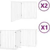 vidaXL Hondenhek inklapbaar met deur 8 panelen 640 cm populierhout wit