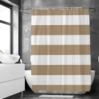 Loti Living Douchegordijn Anti Schimmel – Lichtbruin gestreept - Inclusief ringen – Waterdicht - Polyester - Douchegordijn 180x200 cm