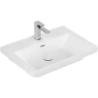 Villeroy & Boch Wastafel Subway 3.0 Met CeramicPlus 1 Kraangat Met Overloop 65x47x16.5 cm Stone White