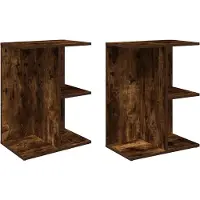 vidaXL Nachtkastjes 2 st 46,5x29x61 cm bewerkt hout gerookt eikenkleur