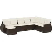 vidaXL 8-delige Loungeset met kussens poly rattan bruin