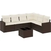 vidaXL 7-delige Loungeset met kussens poly rattan bruin