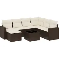 vidaXL 8-delige Loungeset met kussens poly rattan bruin
