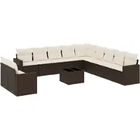 vidaXL 12-delige Loungeset met kussens poly rattan bruin