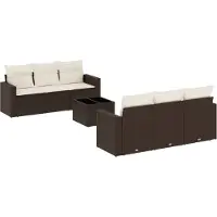 vidaXL 7-delige Loungeset met kussens poly rattan bruin