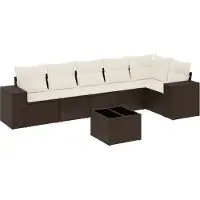 vidaXL 7-delige Loungeset met kussens poly rattan bruin