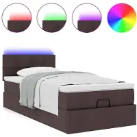 vidaXL Ottoman bed met matras en LED's 90x190cm stof donkerbruin