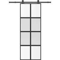 vidaXL Schuifdeur met beslag 76x205 cm gehard glas en aluminium