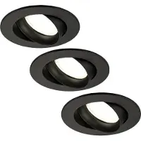 LEDVION - 3X LED Inbouwspot Rio - Zwart - Dimbaar - 3W - 4000K - Ø85 mm