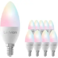 LEDVION - 10X Smart RGB+CCT E14 LED Lamp - 5W - 470L - Wifi-lamp - Dimbaar - Alexa & Google Home
