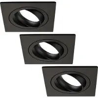 LEDVION - 3X LED Inbouwspot Sevilla - Dimbaar - 3W - 6500K - Ø92 mm - Zwart
