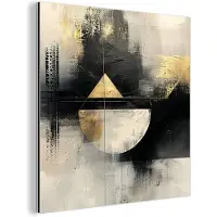MuchoWow Aluminium schilderij 90x90 cm - Wanddecoratie metaal - Abstract - Zwart - Verf - Modern - Metalen muurdecoratie woonkamer - Decoratie industrieel - Foto op dibond - Industriële accessoires slaapkamer