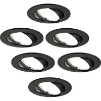 LEDVION - 6X LED Inbouwspot Amsterdam - Zwart - Dimbaar - 3W - 4000K - Ø82 mm