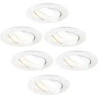 LEDVION - 6X LED Inbouwspot Rio - Wit - Dimbaar - 3W - 2700K - Ø85 mm