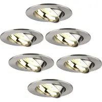 LEDVION - 6X LED Inbouwspot Rio - RVS - Dimbaar - 3W - 2700K - Ø85 mm