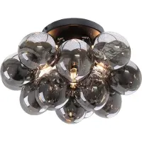 Olucia - CYRIL - Plafondlamp - Grijs / Zwart - Vorm: Rond