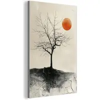 MuchoWow Aluminium schilderij 20x30 cm - Wanddecoratie metaal - Boom - Zon - Modern - Landschap - Metalen muurdecoratie woonkamer - Decoratie industrieel - Foto op dibond - Industriële accessoires slaapkamer