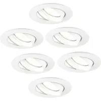 LEDVION - 6X LED Inbouwspot Rio - Wit - Dimbaar - 3W - 4000K - Ø85 mm