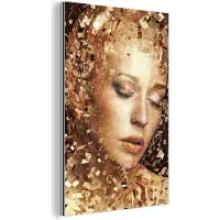 MuchoWow Aluminium schilderij 60x90 cm - Wanddecoratie metaal - Vrouw - Abstract - Kunst - Metalen muurdecoratie woonkamer - Decoratie industrieel - Foto op dibond - Industriële accessoires slaapkamer
