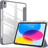 Ntech Hoes geschikt voor iPad 2025 hoes Grijs - iPad A16 hoes 11th Generation hoes - iPad 2022 hoes Smart Case met Harde Doorzichtige Achterkant en Pencil Slot