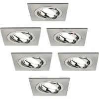 LEDVION - 6X LED Inbouwspot Sevilla - Dimbaar - 3W - 6500K - Ø92 mm - RVS