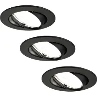 LEDVION - 3X LED Inbouwspot Amsterdam - Zwart - Dimbaar - 3W - 4000K - Ø82 mm