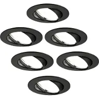 LEDVION - 6X LED Inbouwspot Amsterdam - Zwart - Dimbaar - 3W - 6500K - Ø82 mm