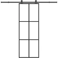 vidaXL Schuifdeur met beslag 76x205 cm ESG-glas en aluminium