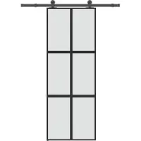 vidaXL Schuifdeur met beslag 76x205 cm gehard glas en aluminium