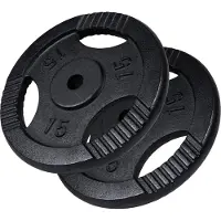 Gorilla Sports Voordeelbundel 30 kg - 2 x 15 kg halterschijven gripper gietijzer zwart - 30 mm