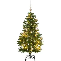 vidaXL Kunstkerstboom met scharnieren 150 LED's en kerstballen 150 cm