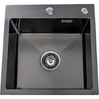 Lendo Online Spoelbak met Kraangat 44x44x20 cm Zwart RVS