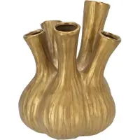 DK Design Daan Kromhout - Tulpenvaas - Vaas voor tulpen - Toetervaas -Aglio - Goud - Bloemenvaas - 20 x 25 cm - Keramiek