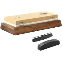 Xinzuo - Professionele Slijpsteen van wit Korund - Dubbelzijdige korrel 1000/5000 - Met Bamboe anti-slip houder, hoekgelijder en corrector