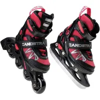 Zandstra 2-in-1 Schaats/Skate Combo Junior (verstelbaar) Roze - Zwart - Zilver 29-32