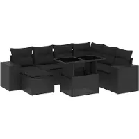 vidaXL 8-delige Loungeset met kussens poly rattan zwart