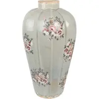 Clayre & Eef Vaas Ø 17x28 cm Grijs Keramiek Bloemen