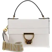 Coccinelle Leren Handtas Schoudertas Arlettis Signature Handbag Grained Leather Coconut Milk Crème